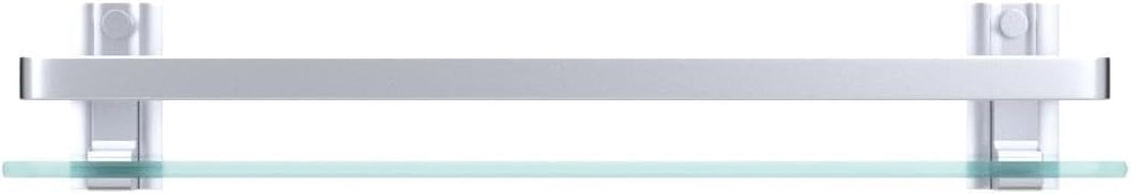 Bathroom Glass Shelf Tempered Glass Rectangular Extra Thick Aluminum Silver Sand Sprayed Wall Mounted 9.84 inches