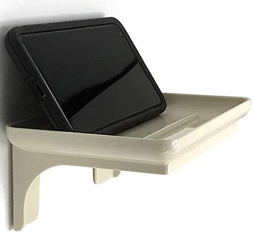 Wonder Shelf - Small Plastic Self Adhesive Bathroom Wall Mount Shelf - Fits Over Toilet Paper Holder - Designed for Smartphone and Flushable Baby Wipes (2, Cream)