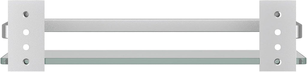 Danpoo Clear Tempered Glass Wall Shelf, Wall-Mounted Organizer for Bathroom, Kitchen(Matte Silver)