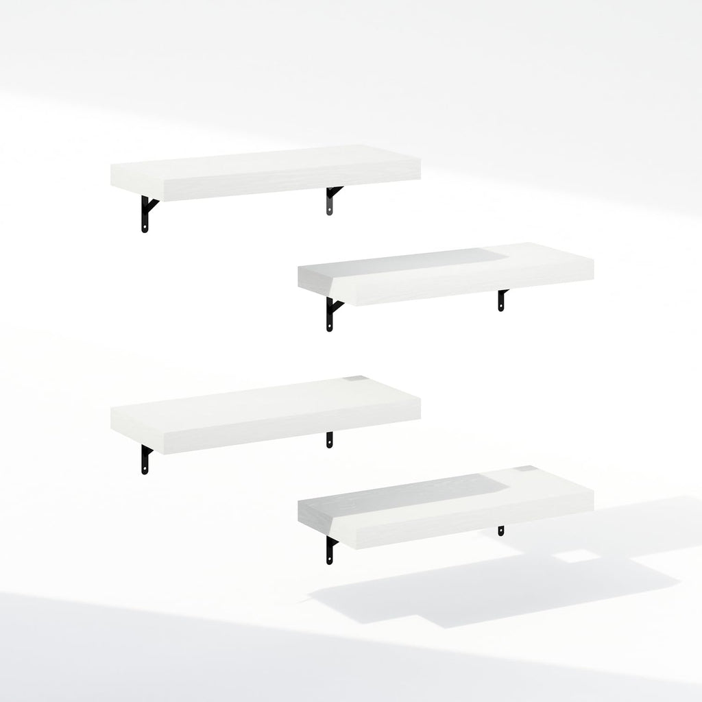 Furinno Tanna Floating Shelves for Wall Set of 2, 15-Inch Bathroom Wall Shelf, Wall Mounted Shelf, for Bathroom Organizers and Storage, Living Room, White Texture