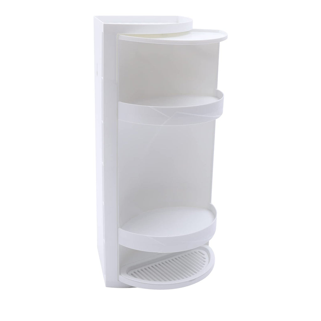 Multifunction Bathroom Kitchen Corner Locker 3-Tier Rotating Triangle Shelf Water Resistant Corner Shelf Stand for Bedrooms, Bathrooms, Kitchens, Living Rooms, Study Rooms (Gray-White)