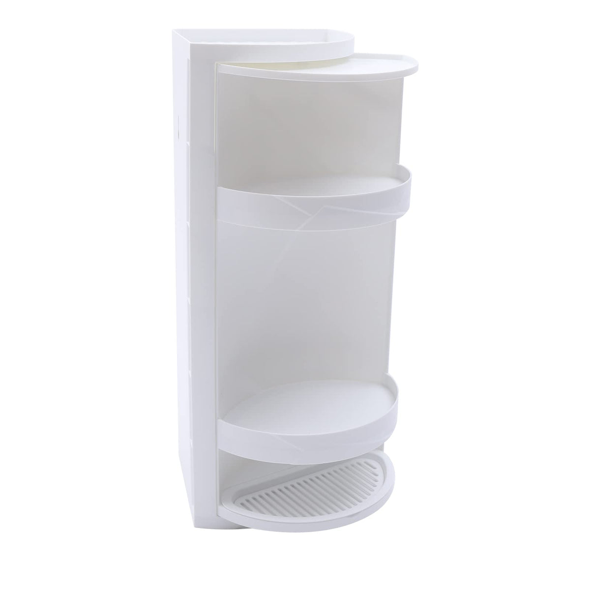 Multifunction Bathroom Kitchen Corner Locker 3-Tier Rotating Triangle Shelf Water Resistant Corner Shelf Stand for Bedrooms, Bathrooms, Kitchens, Living Rooms, Study Rooms (Gray-White)