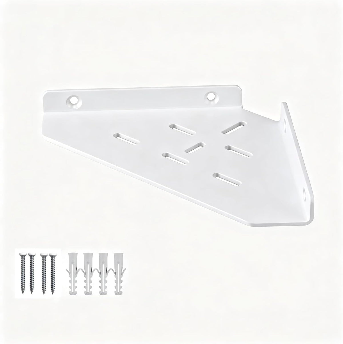 Corner Shelf, 3.0mm Aluminum Alloy Corner Shelf Wall Mounted, for Bathrooms,Offices, Bedrooms,Kitchens,Dorm Rooms and Living Rooms(11 inch Triangles White)