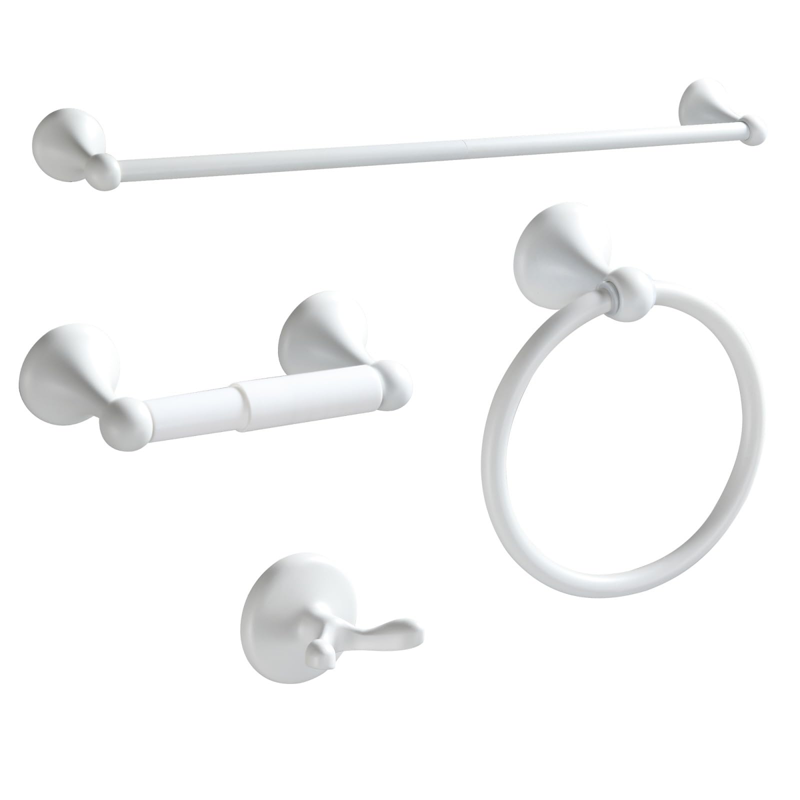 BGL Bathroom Accessory Set, Matte Black Adjustable Expandable Towel Bar 4-Piece Bathroom Hardware Set Wall Mounted Robe Hook Toilet Paper Holder Towel Ring Towel Bar
