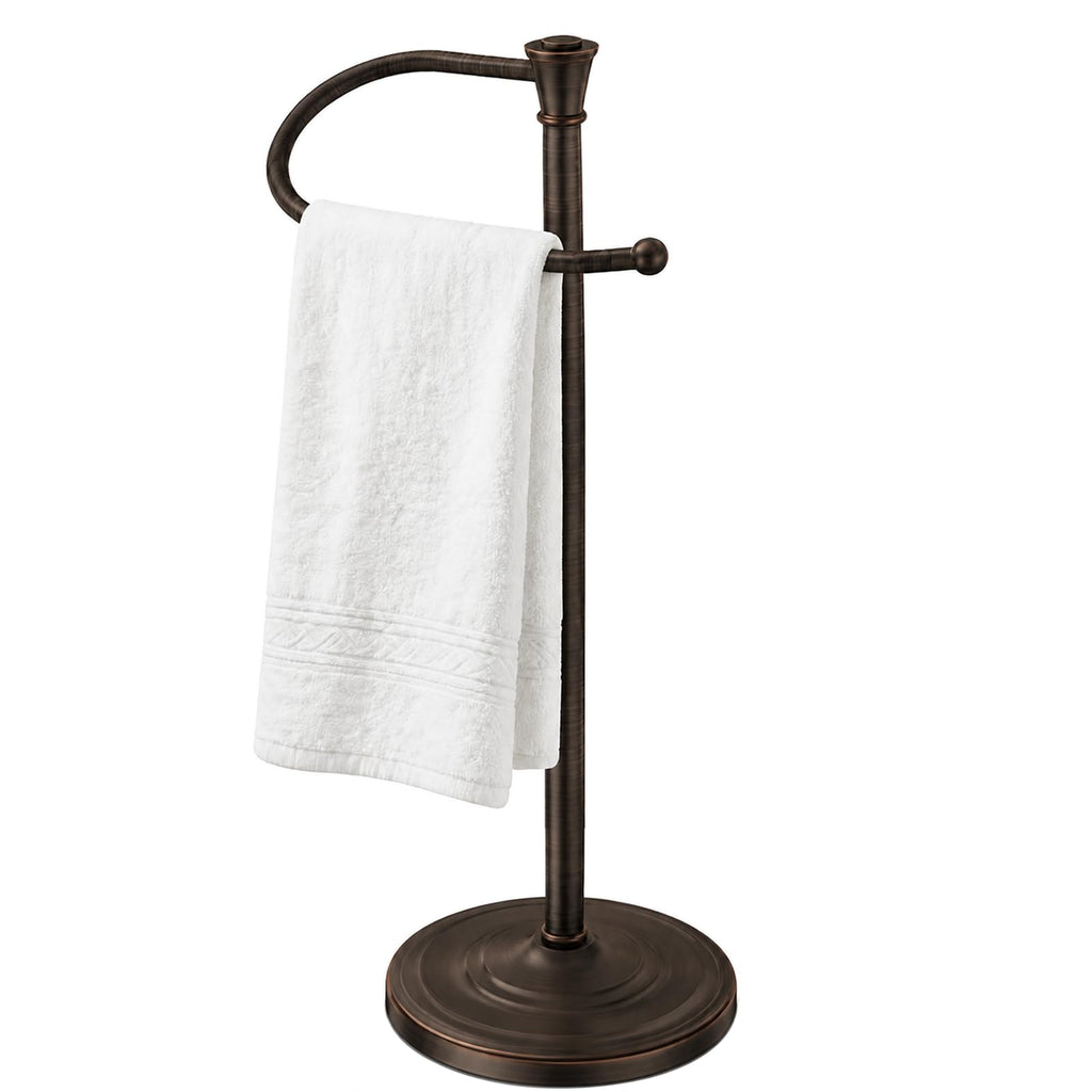 Bath Hand Towel Holder Stand,Stainless Steel 16 Inch Free Standing Towel Rack,Heavy Weight Towel Bar for Bathroom Vanity Countertop &Kitchen,Black