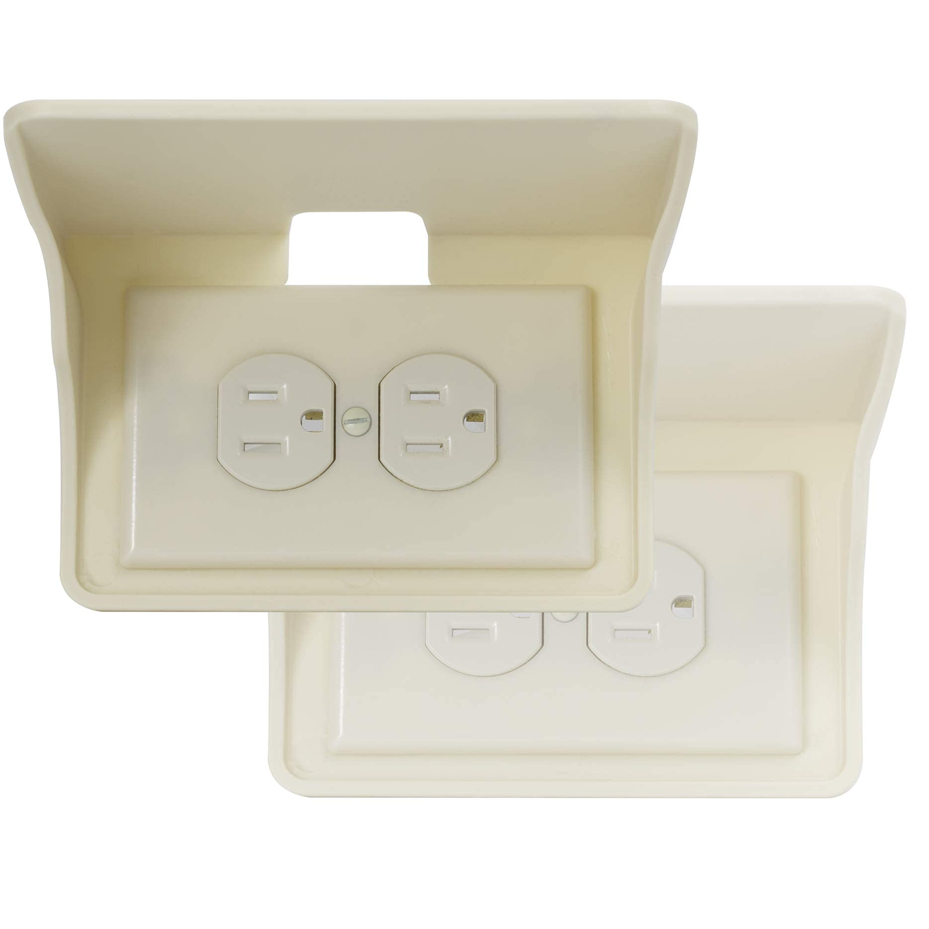 Power Perch Outlet Shelf with Cord Storage Strap, Plug Shelf White 2-Pack