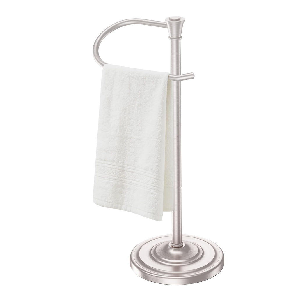Bath Hand Towel Holder Stand,Stainless Steel 16 Inch Free Standing Towel Rack,Heavy Weight Towel Bar for Bathroom Vanity Countertop &Kitchen,Black