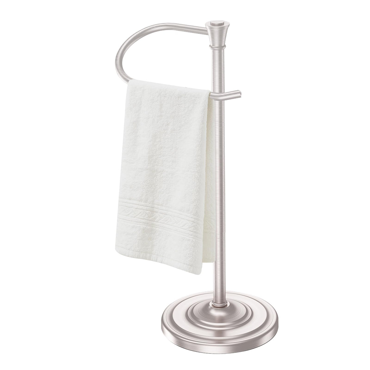 Bath Hand Towel Holder Stand,Stainless Steel 16 Inch Free Standing Towel Rack,Heavy Weight Towel Bar for Bathroom Vanity Countertop &Kitchen,Black