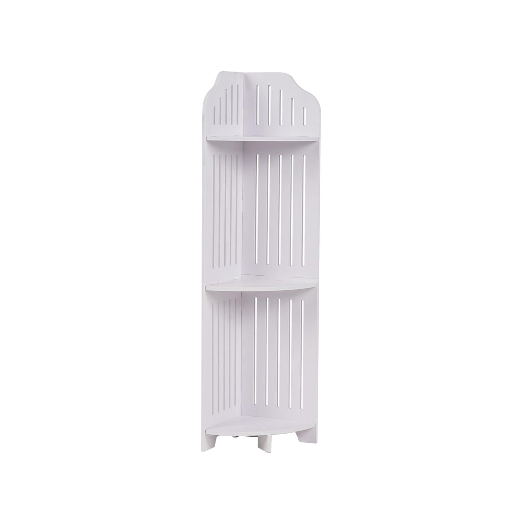 VECELO 3-Tier Bathroom Shelves for Narrow Space, Modern Corner Shelf Stand,Small Storage Organizer for Bathroom,Toilet Paper Stand,White