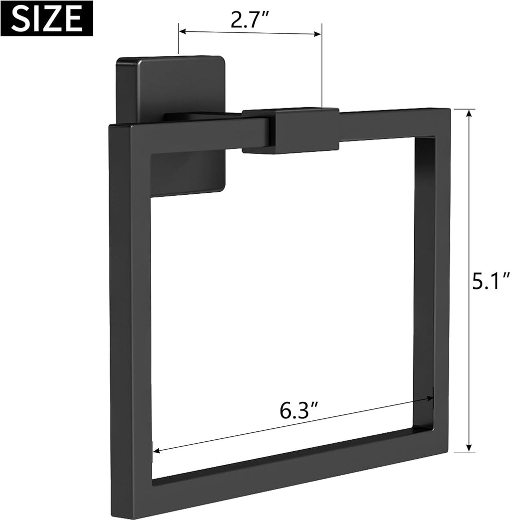 CHJgroup Hand Towel Holder for Bathroom Wall, Square 180° Swivel Towel Ring