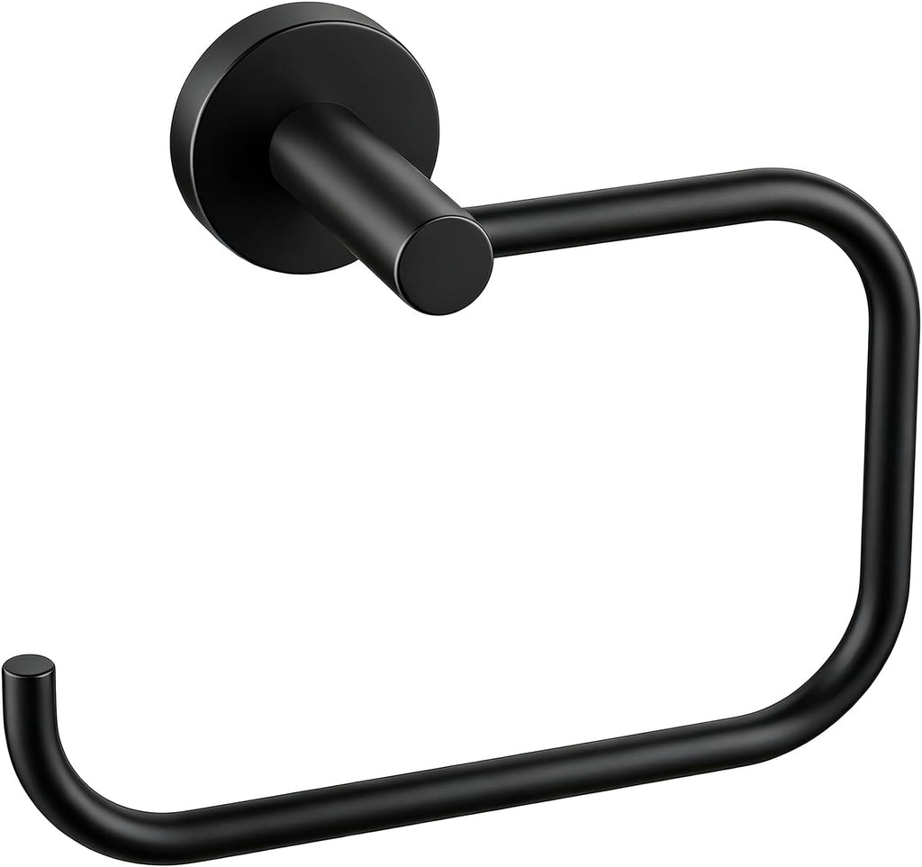 STWWO Hand Towel Holder, 180° Swievl C Shape SquareTowel Ring, Matte Black