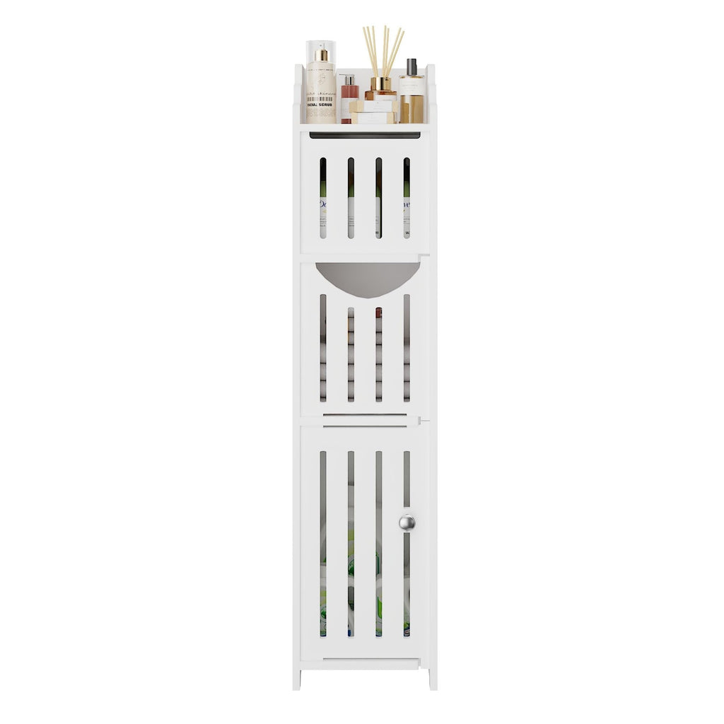 VECELO 3-Tier Bathroom Corner Shelf, Freestanding Triangle Storage Rack, Waterproof Corner Organizer, White Vertical Corner Shelving Unit for Bathroom Toilet Small Space,White