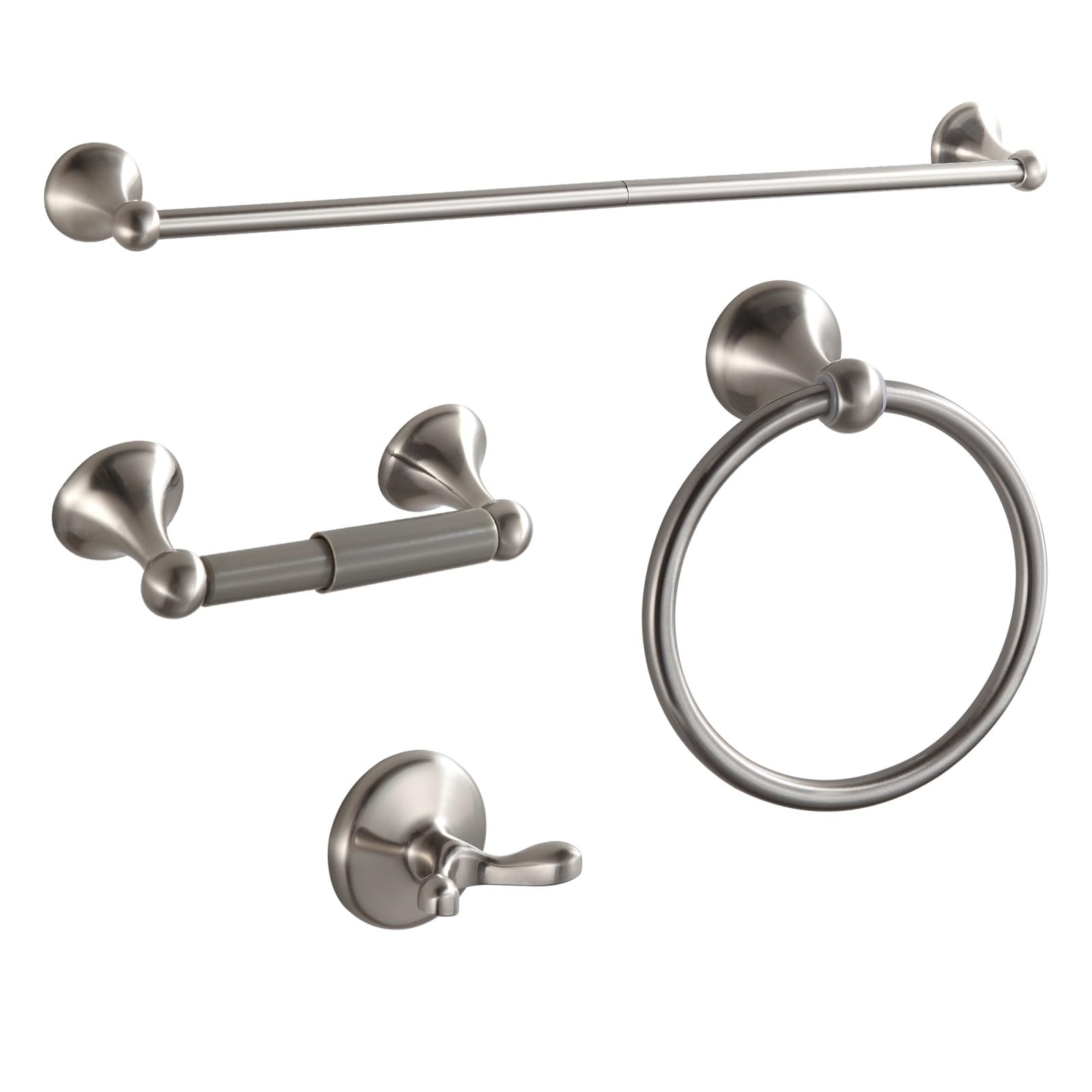 BGL Bathroom Accessory Set, Brushed Nickel Adjustable Expandable Towel Bar 4-Piece Bathroom Hardware Set Wall Mounted
