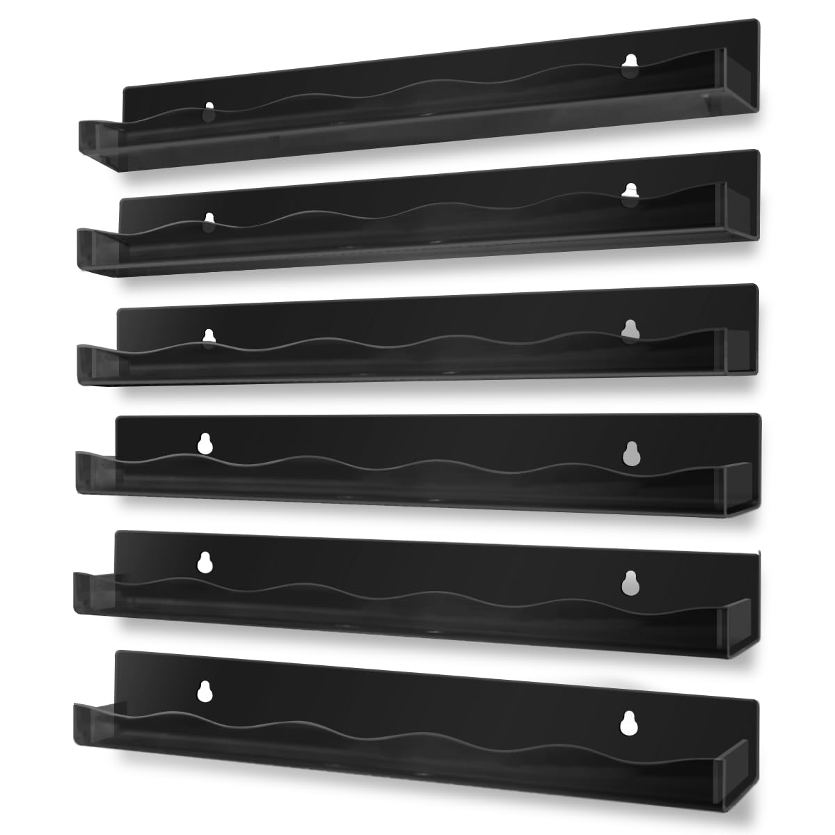 BTremary 15" Acrylic 6 Shelves Nail Polish Wall Mounted Holder Paint Organizer Storage Rack Clear Hanging Nail Polish Shelf Floating Wall Mount Nursery Bookshelves Vinyl Display Record Holder.