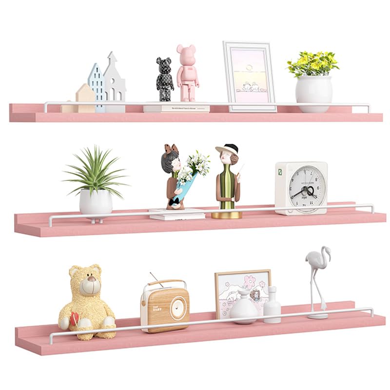 RYOFOBETTO Floating Shelves for Wall Decor Bathroom Shelves Over Toilet, Farmhouse Wall Shelves for Living Room, Bedroom, Picture Frames, Plants, Kitchen (Black, Set of 3)