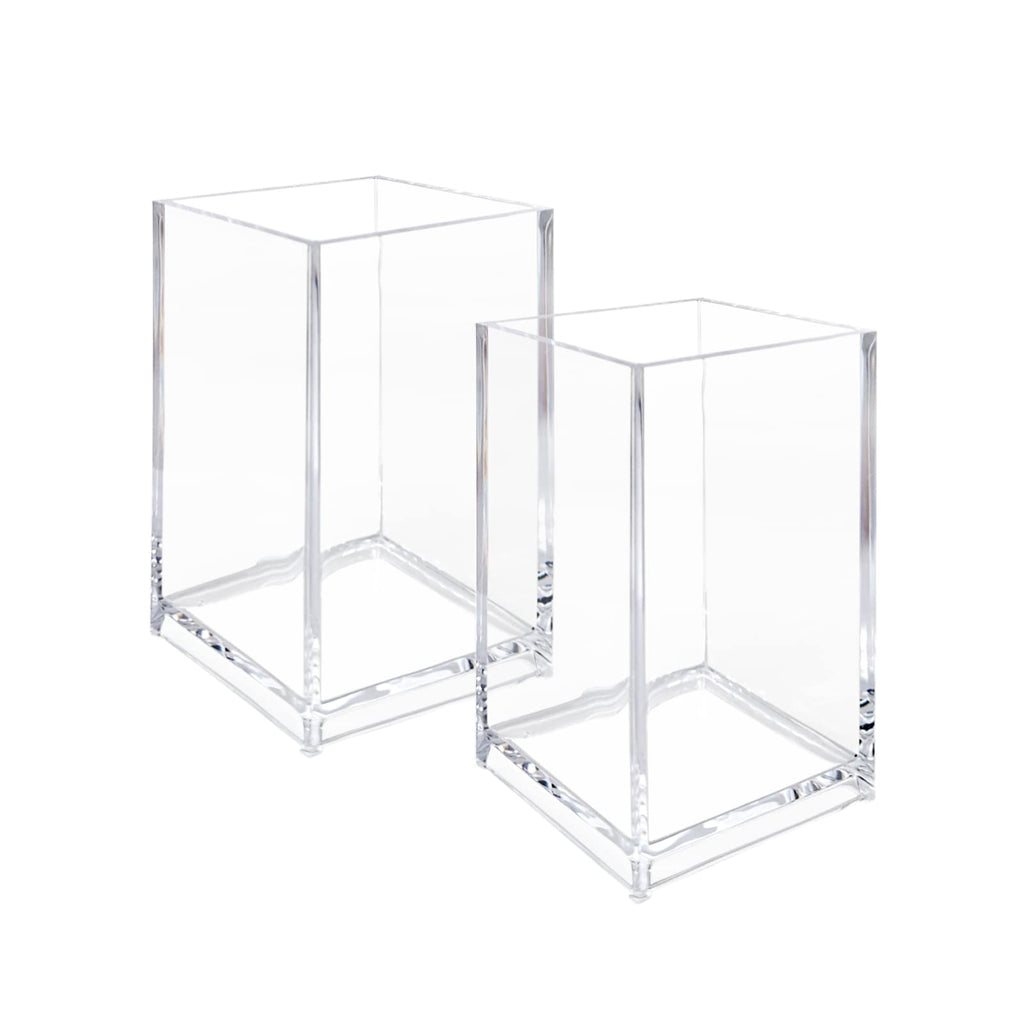 Newkita 3 Pack Clear Acrylic Cosmetic Pencil Pen Holder Cup, Clear Makeup Brush Holder, Desk Acrylic Brushes Storage