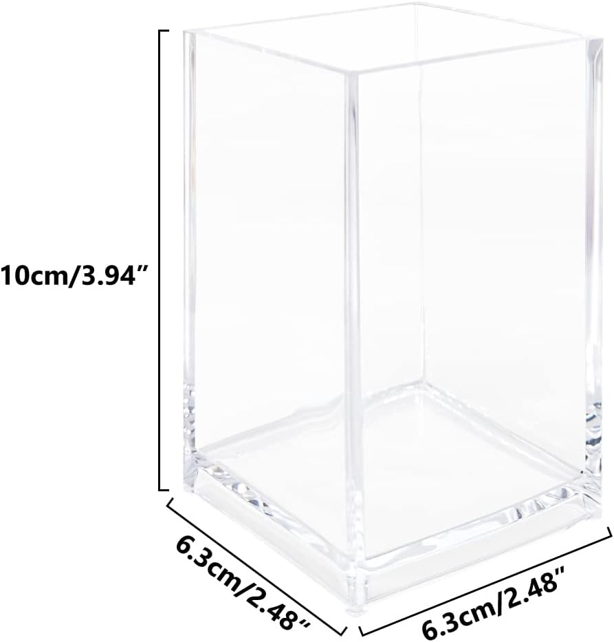 Newkita 3 Pack Clear Acrylic Cosmetic Pencil Pen Holder Cup, Clear Makeup Brush Holder, Desk Acrylic Brushes Storage