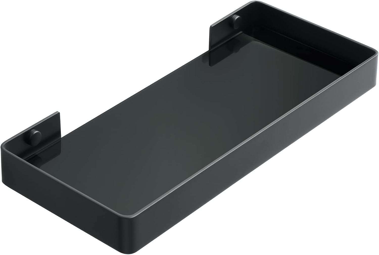 Alise Bathroom Shelves,11.8" Black Glass Shelves for Bathroom Wall Mounted