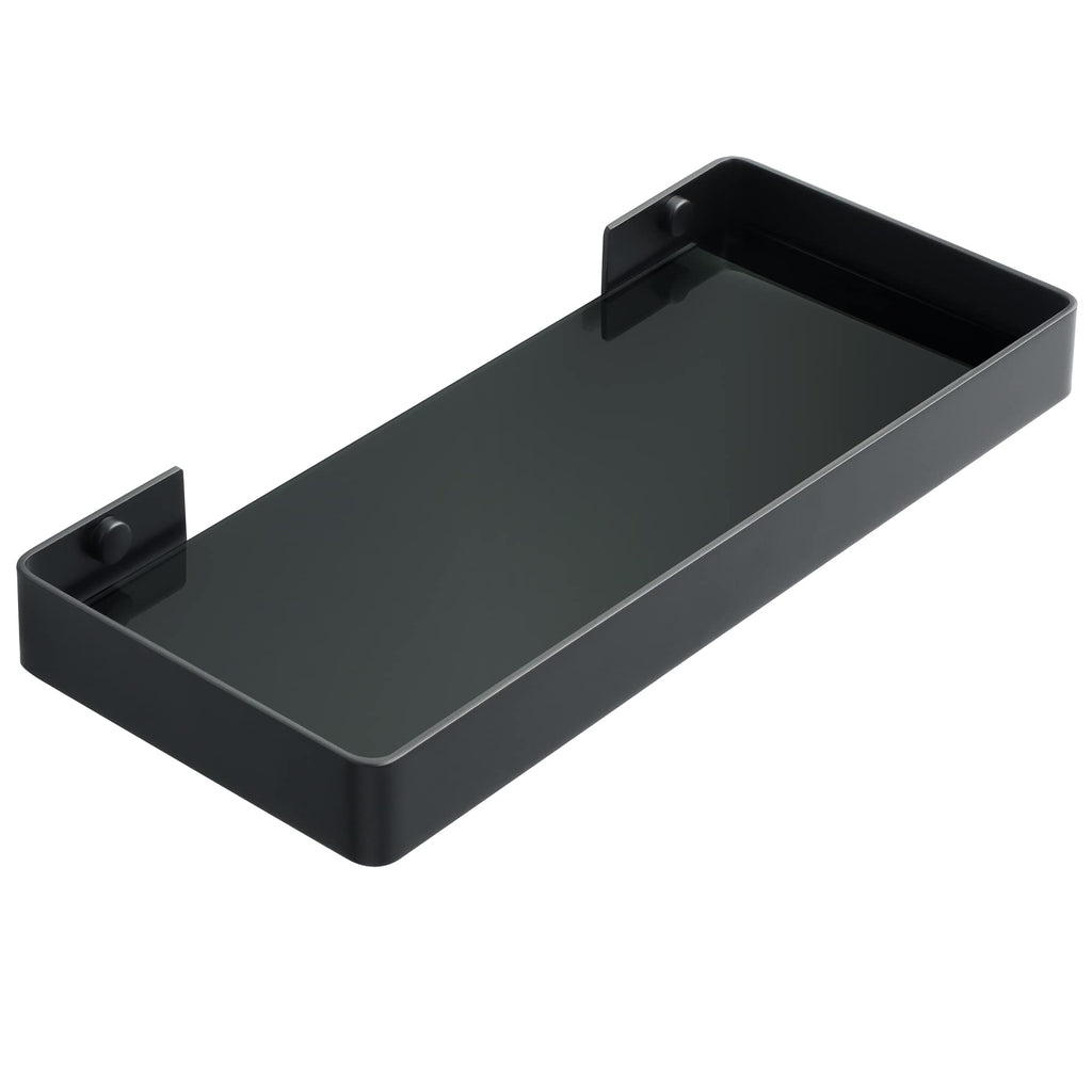 Alise Bathroom Shelves,11.8" Black Glass Shelves for Bathroom Wall Mounted