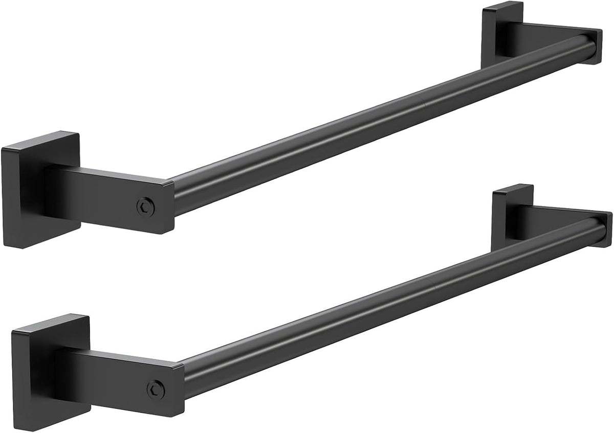 MKO Towel Bar for Bathroom, 24" 2 Pack Wall Mounted Towel Rack, Black