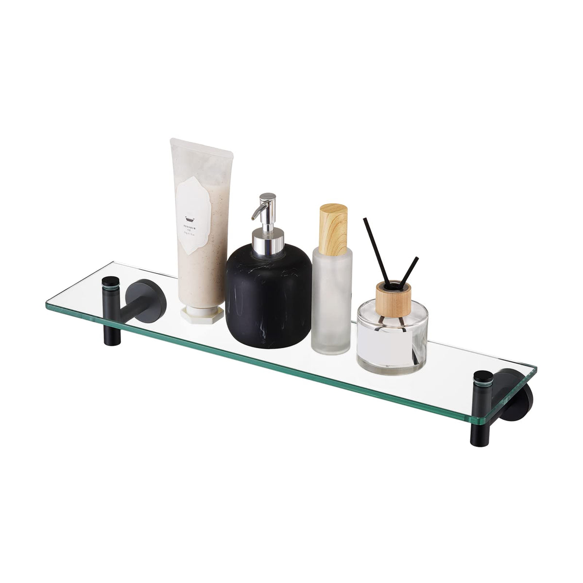 KES Bathroom Floating Glass Shelf 20-Inch, 2-Pack, Brushed Stainless Steel