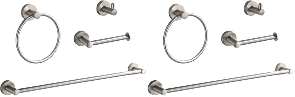 BGL Bathroom Accessory Set,4-Piece Brushed Nickel Towel Racks for Bathroom, 24 Inches Towel Bar, Towel Ring, Toilet Paper Holder & Robe Hook, Wall Mounted