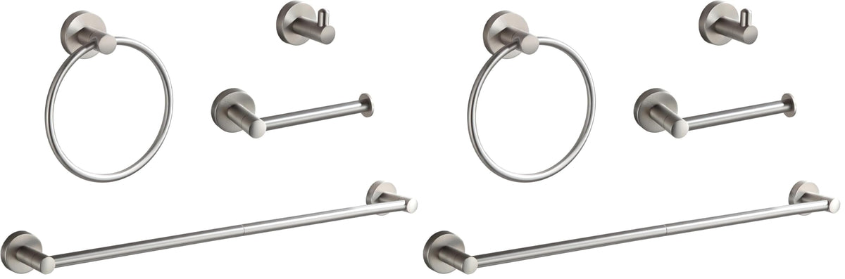 BGL Bathroom Accessory Set,4-Piece Brushed Nickel Towel Racks for Bathroom, 24 Inches Towel Bar, Towel Ring, Toilet Paper Holder & Robe Hook, Wall Mounted