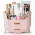HALAFE Makeup Organizer with Drawers, Skincare Storage Box for Vanity, Multiple Compartments, Portable Cosmetic Display Case with Handle, Large Make up Organizers for Dresser, Bathroom, Bedroom, White