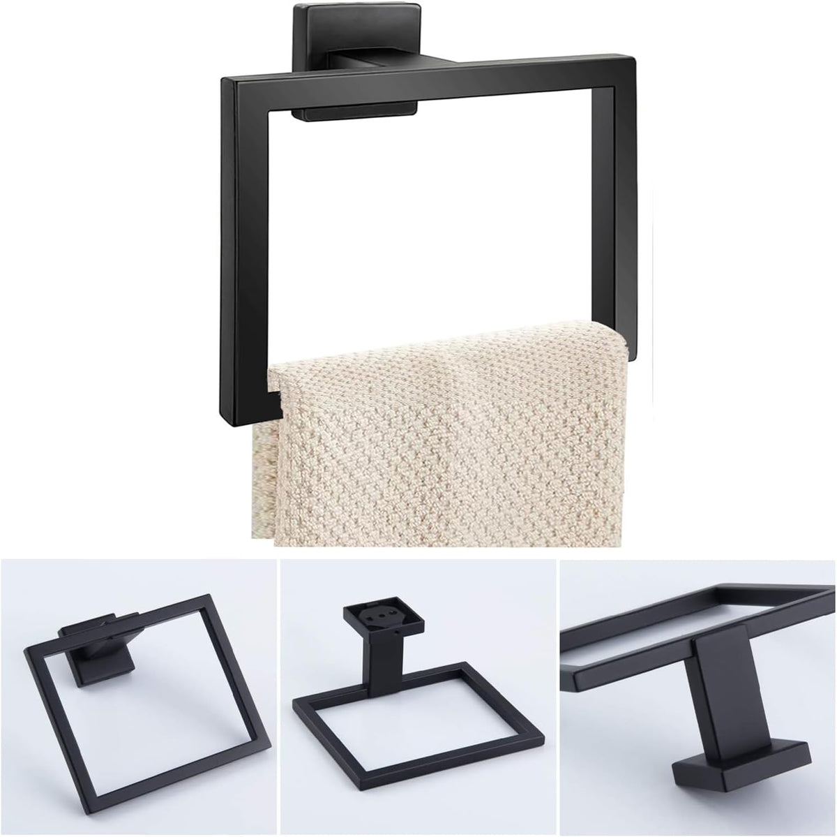 JOPOFI Towel Ring - Hand Towel Holder for Bathroom - Matte Black