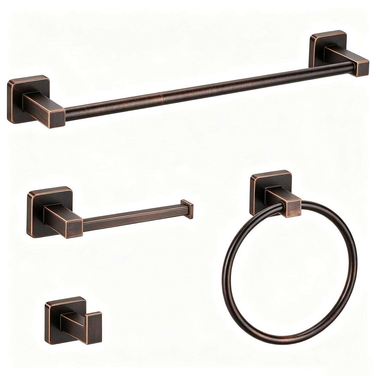 Bathroom Hardware Accessories Set 4 Pieces, Brushed Nickel Stainless Steel Towel Bar Set, Includes 24In Towel Bar, Towel Ring, Robe Towel Hooks,Toilet Paper Holder, Bathroom Towel Rack Set