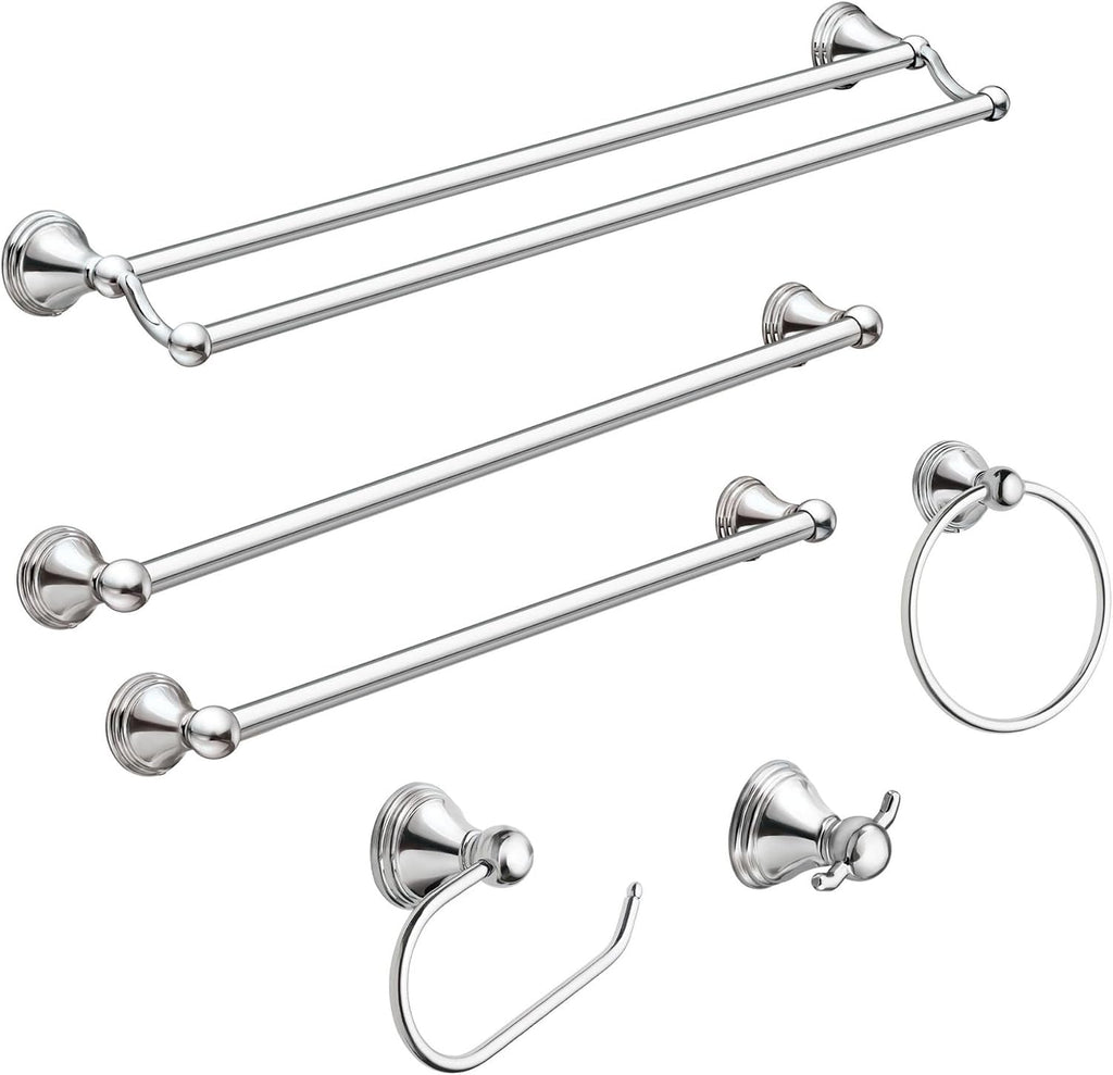 Moen Preston Collection Polished Chrome Bathroom Hand-Towel Ring, Wall Mounted Towel Holder, DN8486CH
