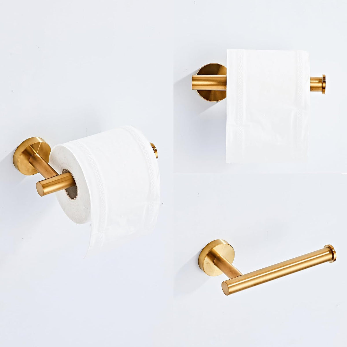 Brushed Gold Bathroom Hardware Set 5 Piece with Towel Racks for Bathroom, SUS304 Stainless Steel Bath Towel Bar Set, 24 Inch Wall Mounted Accessories Kit…