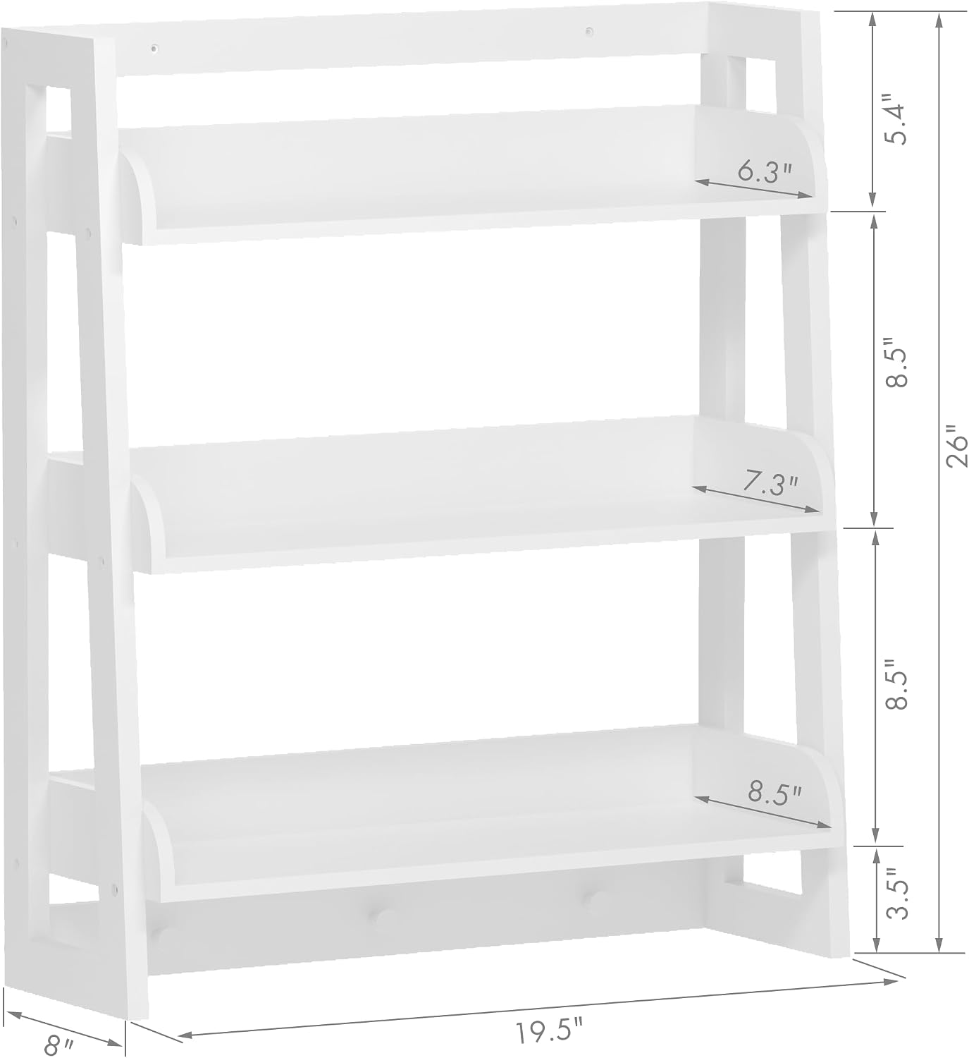 UTEX Bathroom Wall Shelf, 3-Tier Wall-Mounted Organizer with Hooks, White