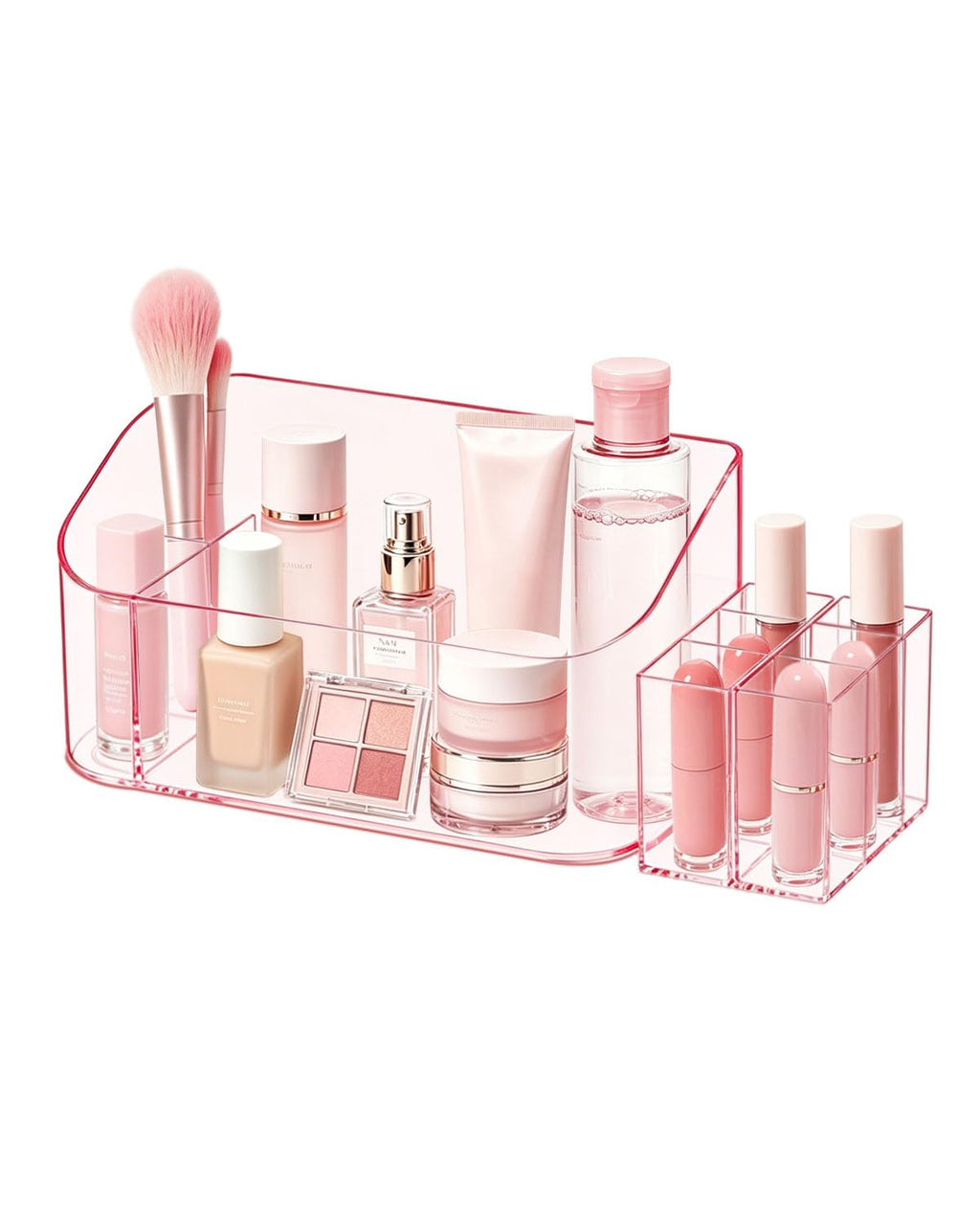 Makeup Tray Holder Organizer Cosmetic Display Case Tabletop Desktop Vanity Countertop Bathroom Wall Cabinet Medicine Storage Box 9 Dividers 2 Removable Women Ladies Girls Gifts Crystal Clear 1 PACK