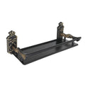 Vintage Bathroom Shelves Wall Mounted with Metal Railing ，Storage Shelves for Bathroom, Kitchen, Living Room & Bedroom (Antique Black, 15.7 Inches)