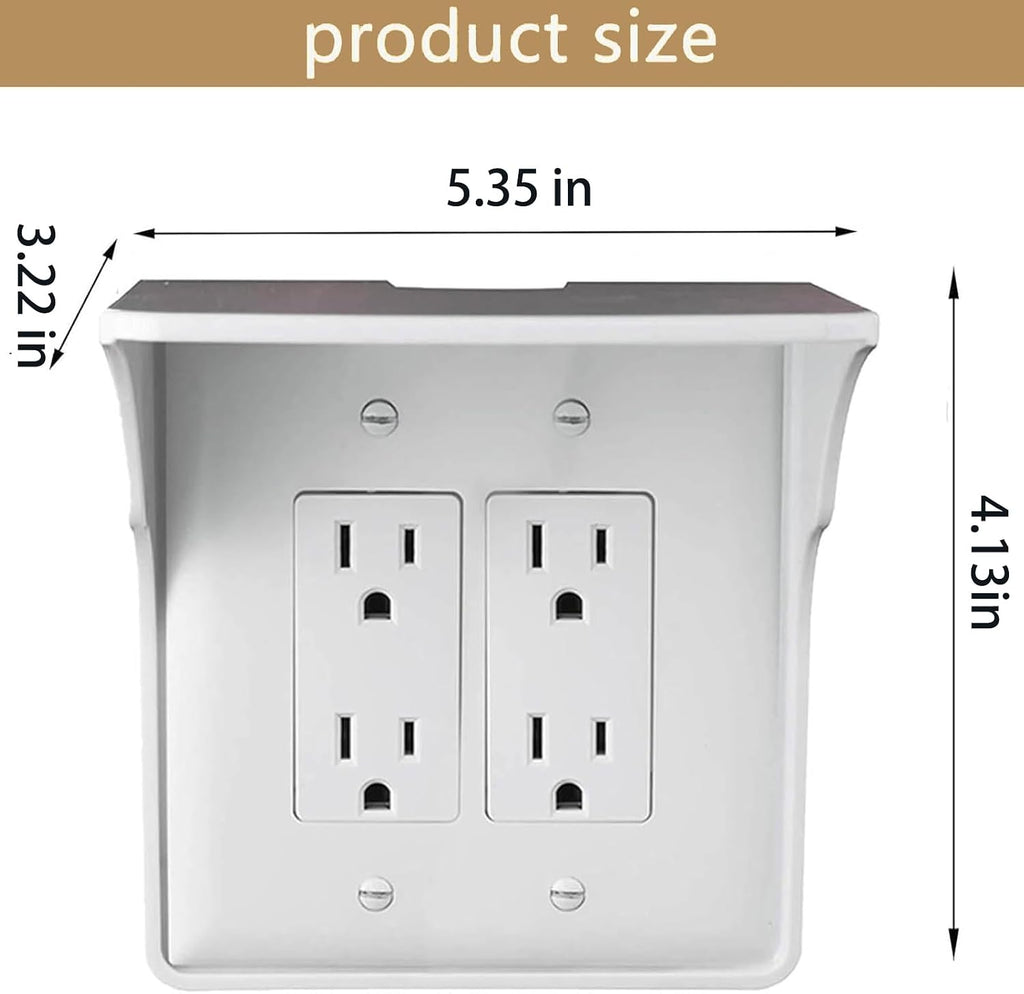 2 pack Double Wall Outlet Shelf with Cord Storage-wall outlet shelf, outlet shelf storage Perfect for Bathroom,Bedrooms -outlet shelf-wall outlet extender with shelf-Home outlet with shelf (white)