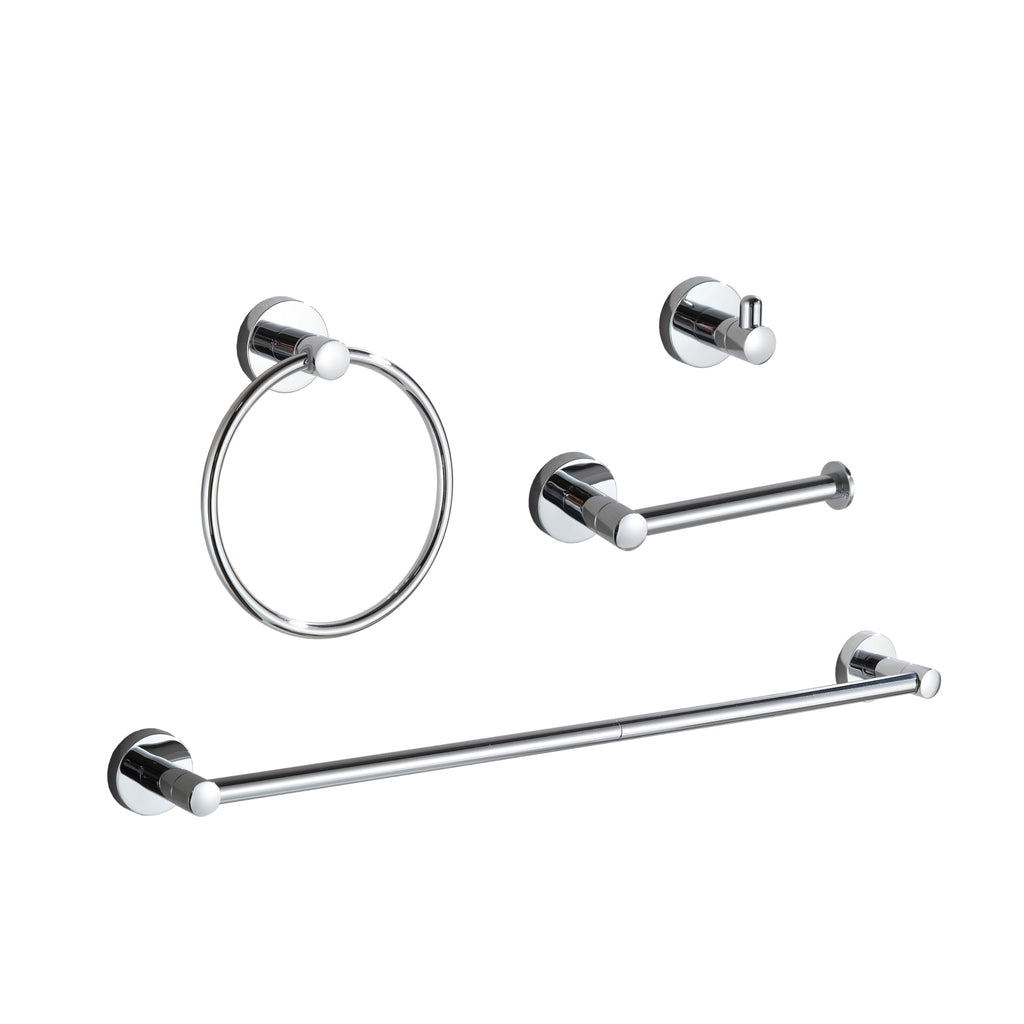 BGL Bathroom Accessory Set,4-Piece Brushed Nickel Towel Racks for Bathroom, 24 Inches Towel Bar, Towel Ring, Toilet Paper Holder & Robe Hook, Wall Mounted