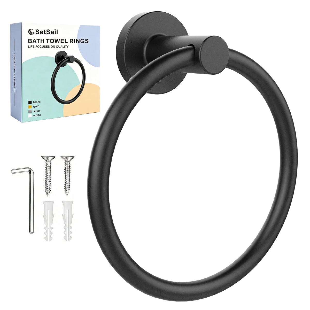 SetSail Towel Holder for Bathroom Wall Oil Rubbed Bronze Towel Ring