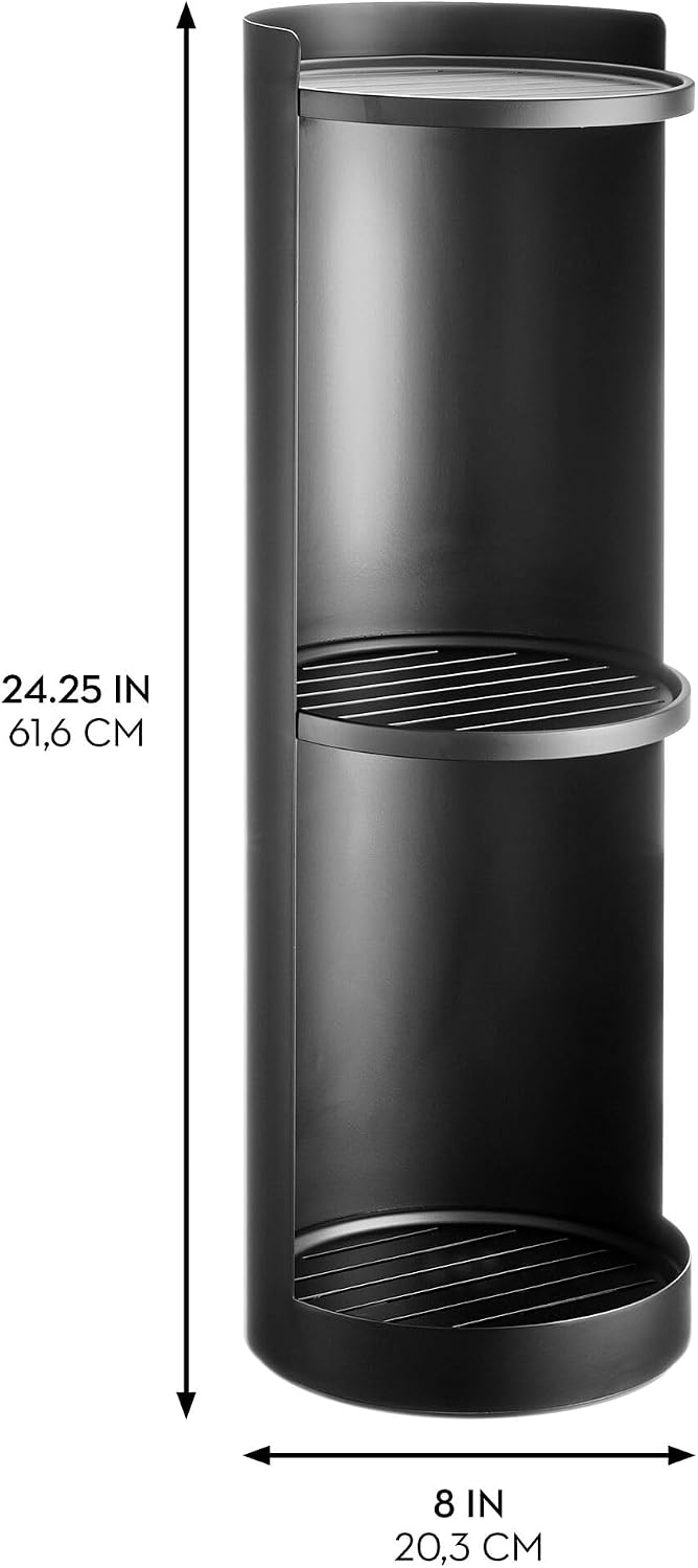 iDesign Freestanding 3-Tier Rotating Bathroom Organizer, Matte Black