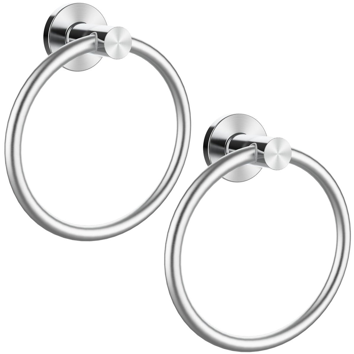 Matte Black Towel Ring 2Pack, SUS304 Stainless Steel Hand Towel Holder for Bathroom Kitchen, Modern Style Towel Hanger, Thicken Ring Towel Holder, Towel Rack Round Wall Mounted (2, Black)