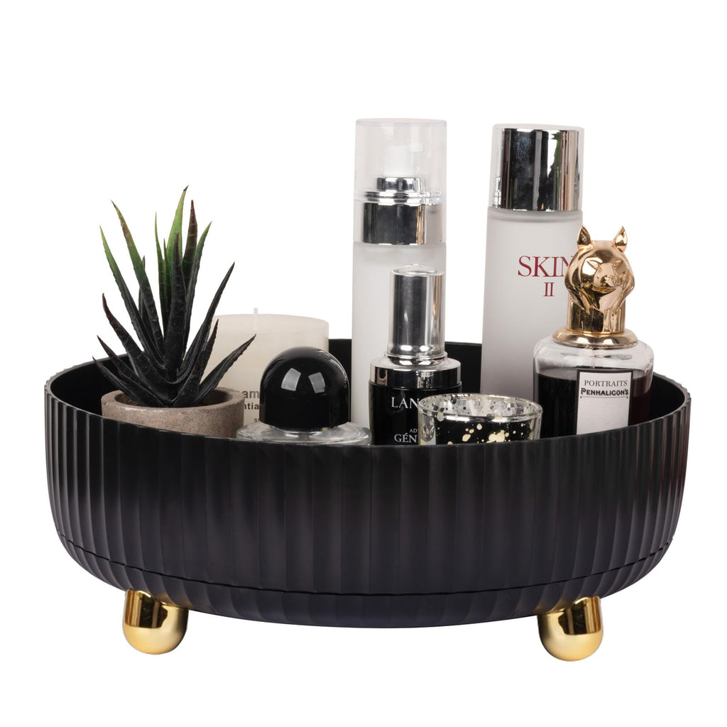 360 Rotating Makeup Perfume Organizer Skincare Tray, Small Ivory White