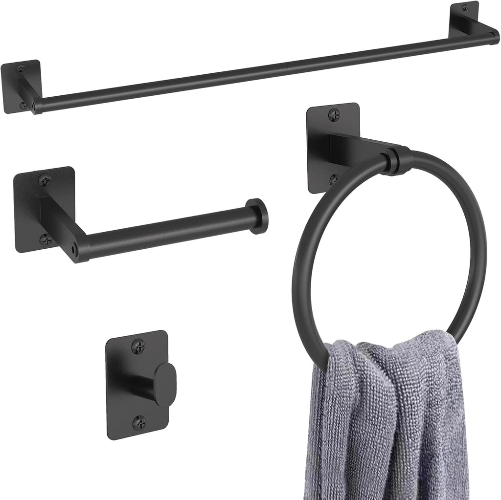 KLJKPA Black Bathroom Accessories Set, 4-Piece Bathroom Hardware Set