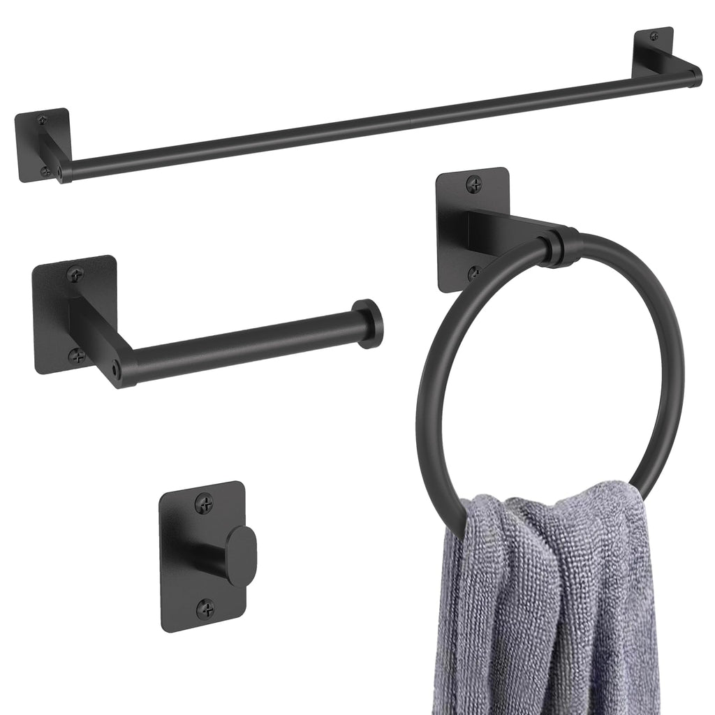 KLJKPA Black Bathroom Accessories Set, 4-Piece Bathroom Hardware Set