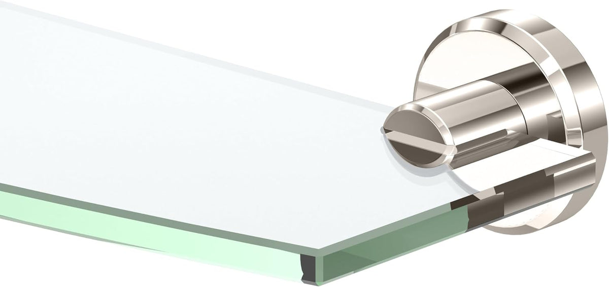 Gatco 5476 Locke Glass Shelf, Polished Nickel/Wall Mounted 20.13" X 5.38" Tempered/Floating Rectangle Glass Shelf for Bathroom