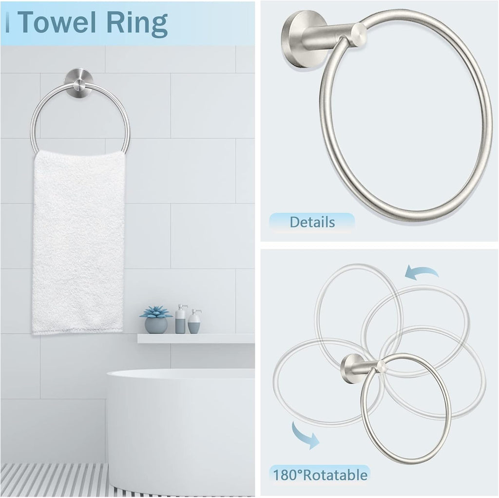 Cilee 10 Piece Brushed Nickel Bathroom Hardware Set, 24" 16" Towel Bar Set