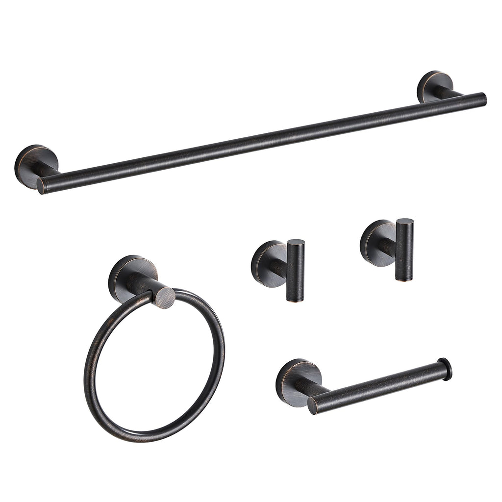 Brushed Gold Bathroom Hardware Set 5 Piece with Towel Racks for Bathroom, SUS304 Stainless Steel Bath Towel Bar Set, 24 Inch Wall Mounted Accessories Kit…