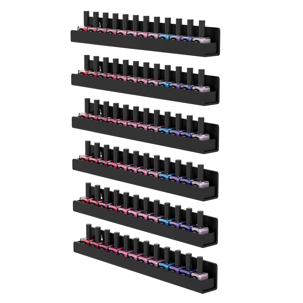 FEMELI Nail Polish Wall Rack, 6 Shelves Acrylic Organizer (15 Inch, Clear)