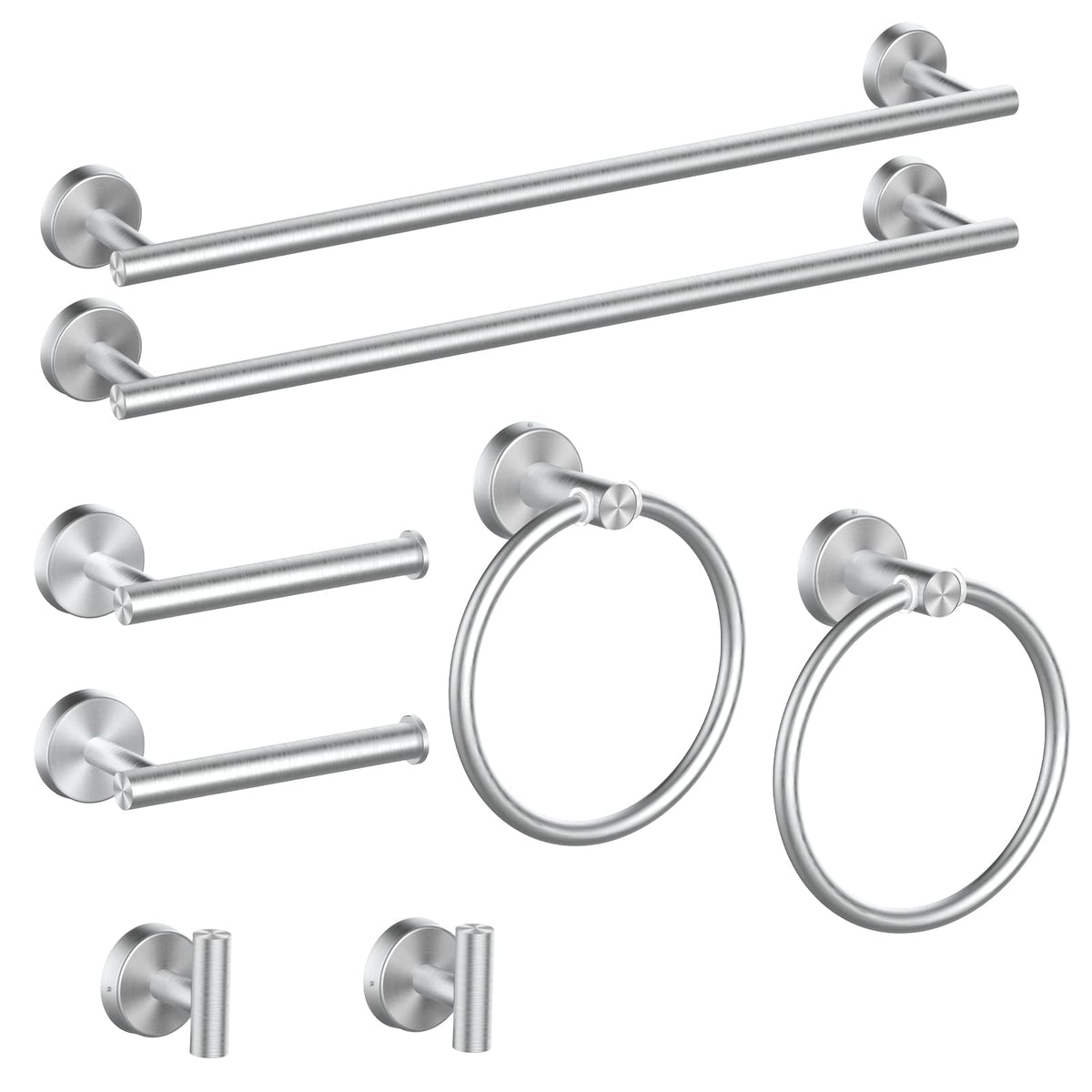 Cilee 8 Piece Polished Chrome Bathroom Hardware Set, 24inch Towel Bar Set