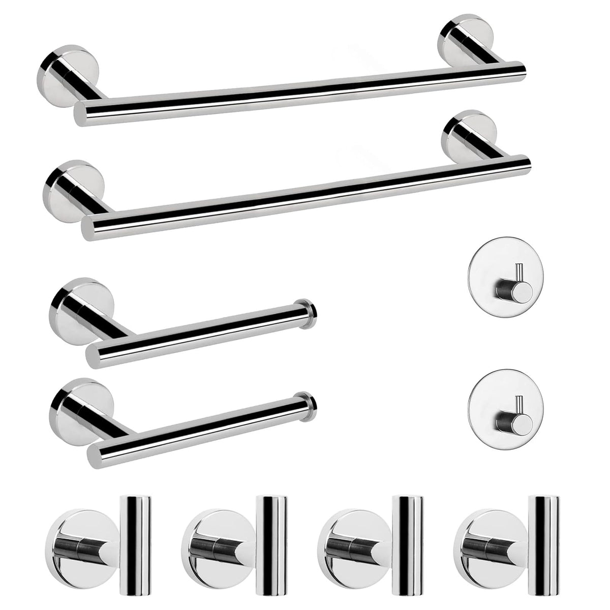 NearMoon Bathroom Hardware Set SUS 304 Thicken Stainless Steel-Towel Bar Set Include 16" Towel Rod, Toilet Paper Holder, Multifunctional Hooks Bathroom Accessories (Brushed Nickel, 5 Pcs)
