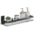 Danpoo Clear Tempered Glass Wall Shelf, Wall-Mounted Organizer for Bathroom, Kitchen(Matte Silver)